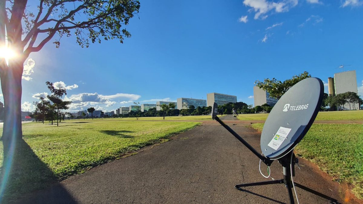 Concurso da Telebras: vista de antena da Telecomunicações Brasileiras com a Esplanada dos Ministérios ao fundo